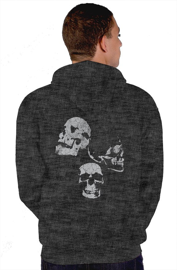 Graphite STONEGRAY SKULLS Zip Fleece Hoodie