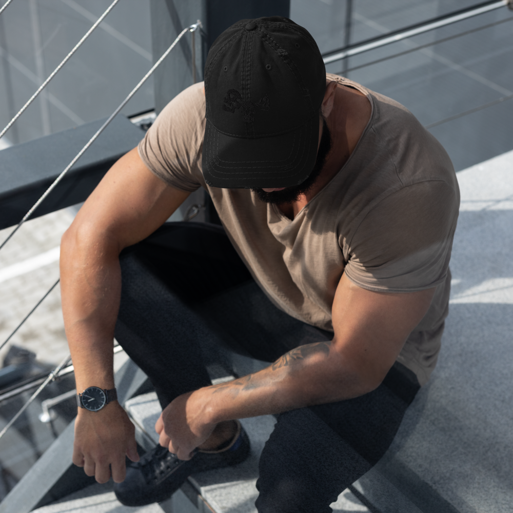 Triptych Skulls BLKOUT Edition DISTRESSED Ballcap Hat