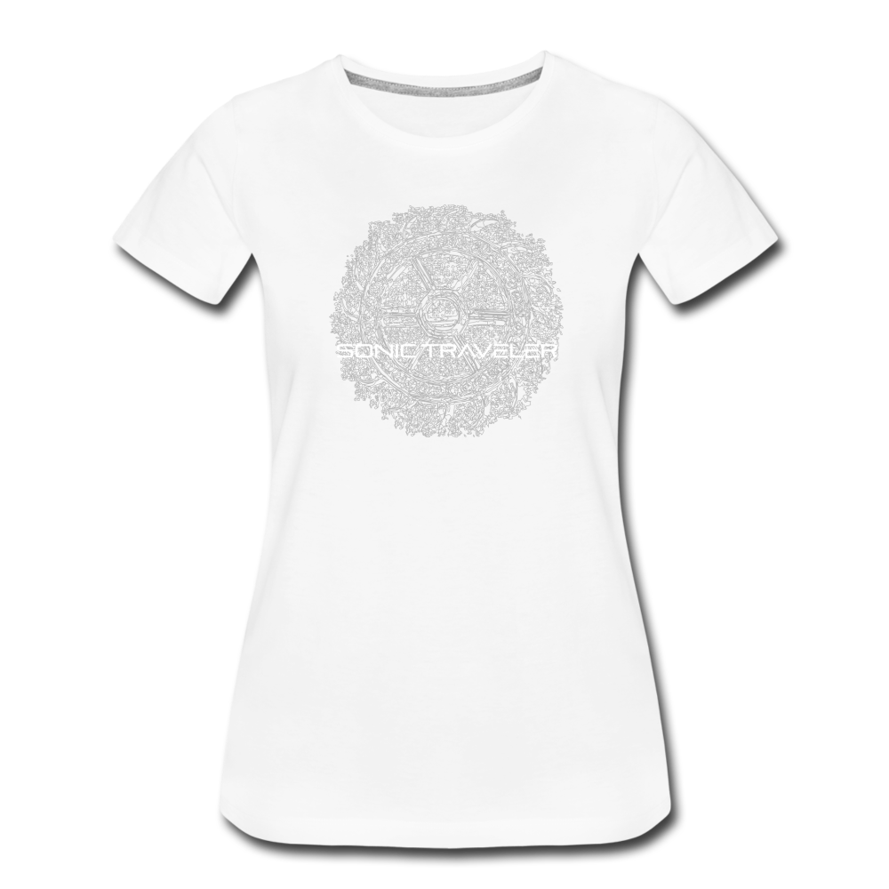 Catherine Wheel w Skulls Women’s Premium Tee - white