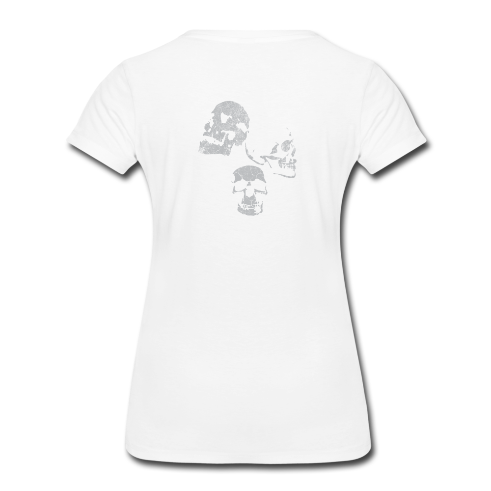 Catherine Wheel w Skulls Women’s Premium Tee - white