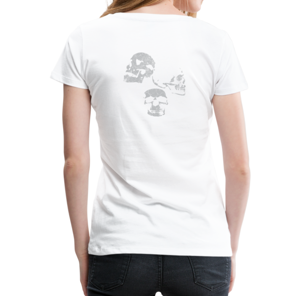 Catherine Wheel w Skulls Women’s Premium Tee - white