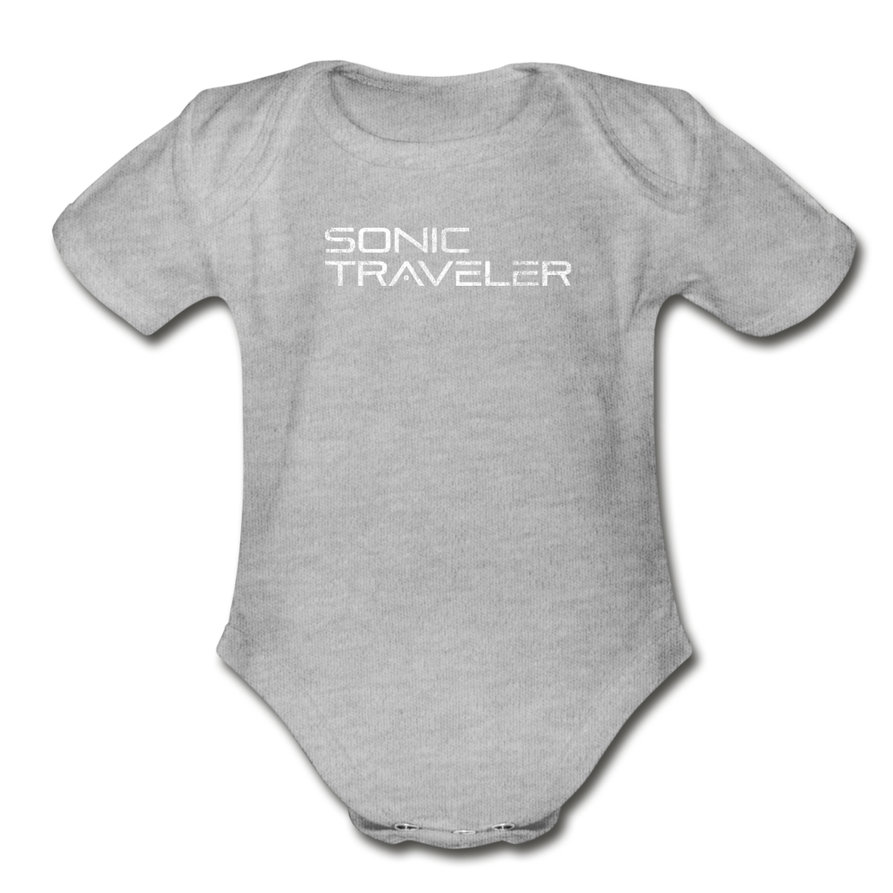 Organic Short Sleeve Baby LOGO Bodysuit - heather grey