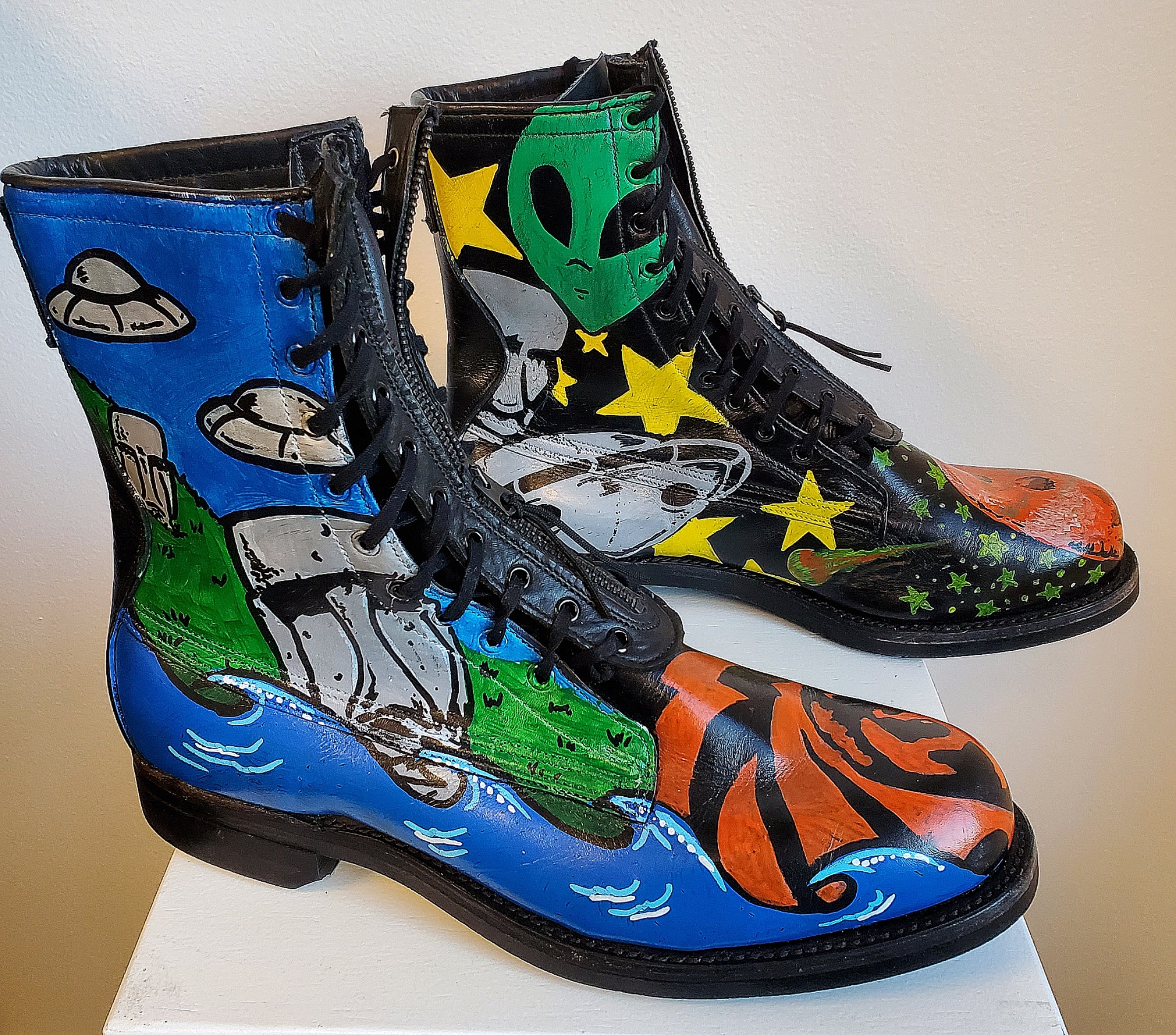 Gorgeous One of a kind Hand Painted Personalized designs on boots