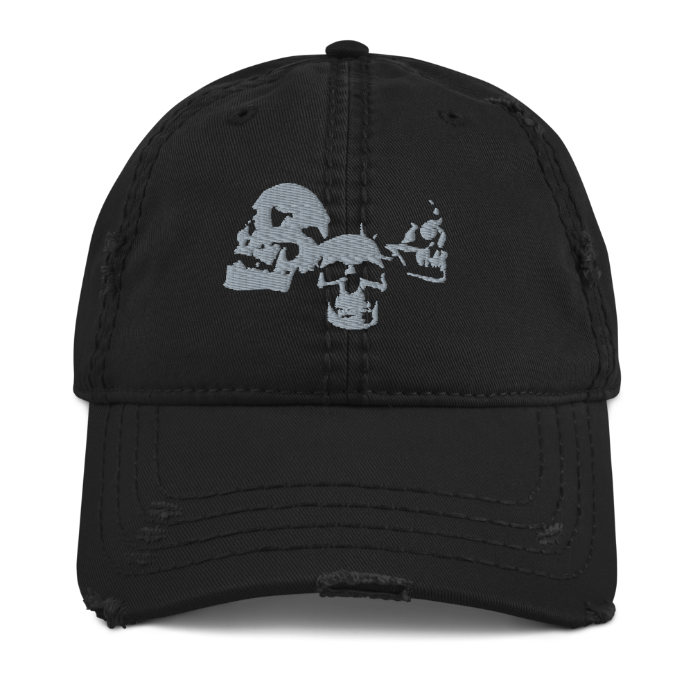 Triptych Skulls SILVER Edition DISTRESSED Ballcap Hat