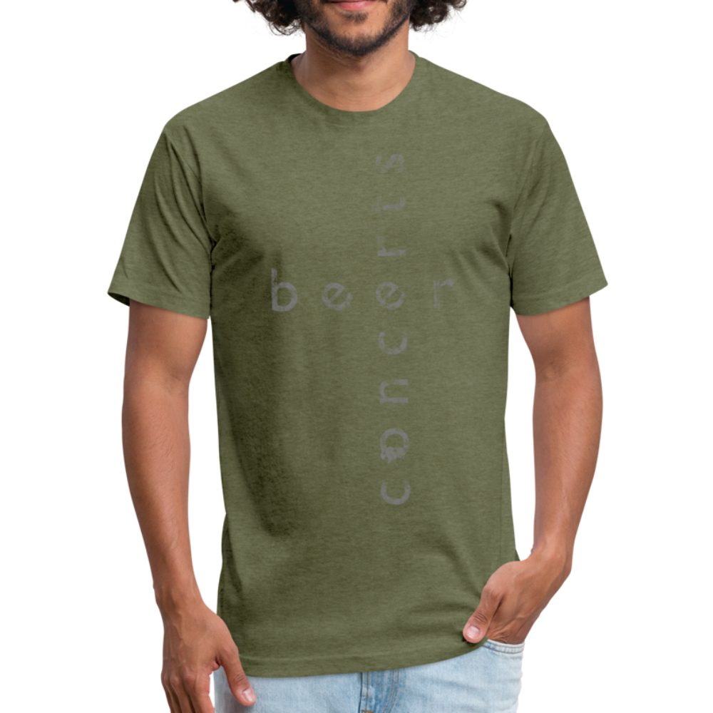 Beer + Concerts Fitted Cotton/Poly T-Shirt - Heather Black - heather military green