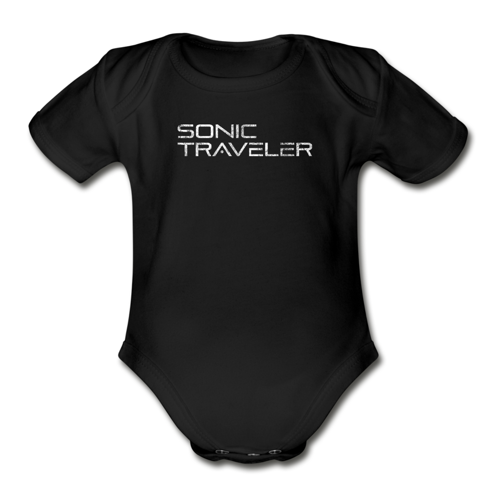 Organic Short Sleeve Baby LOGO Bodysuit - black